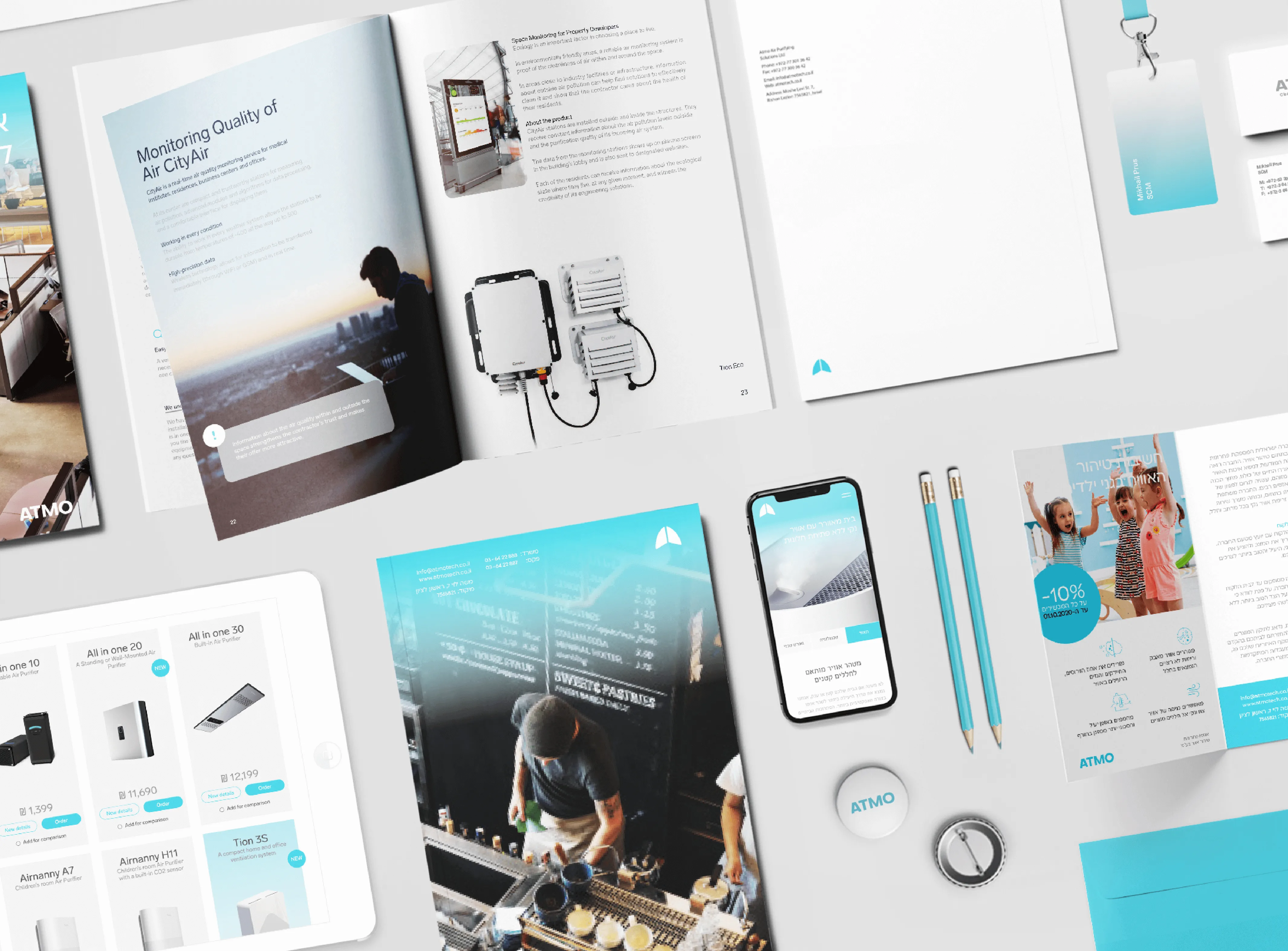 Atmo company's stationery and graphic language.