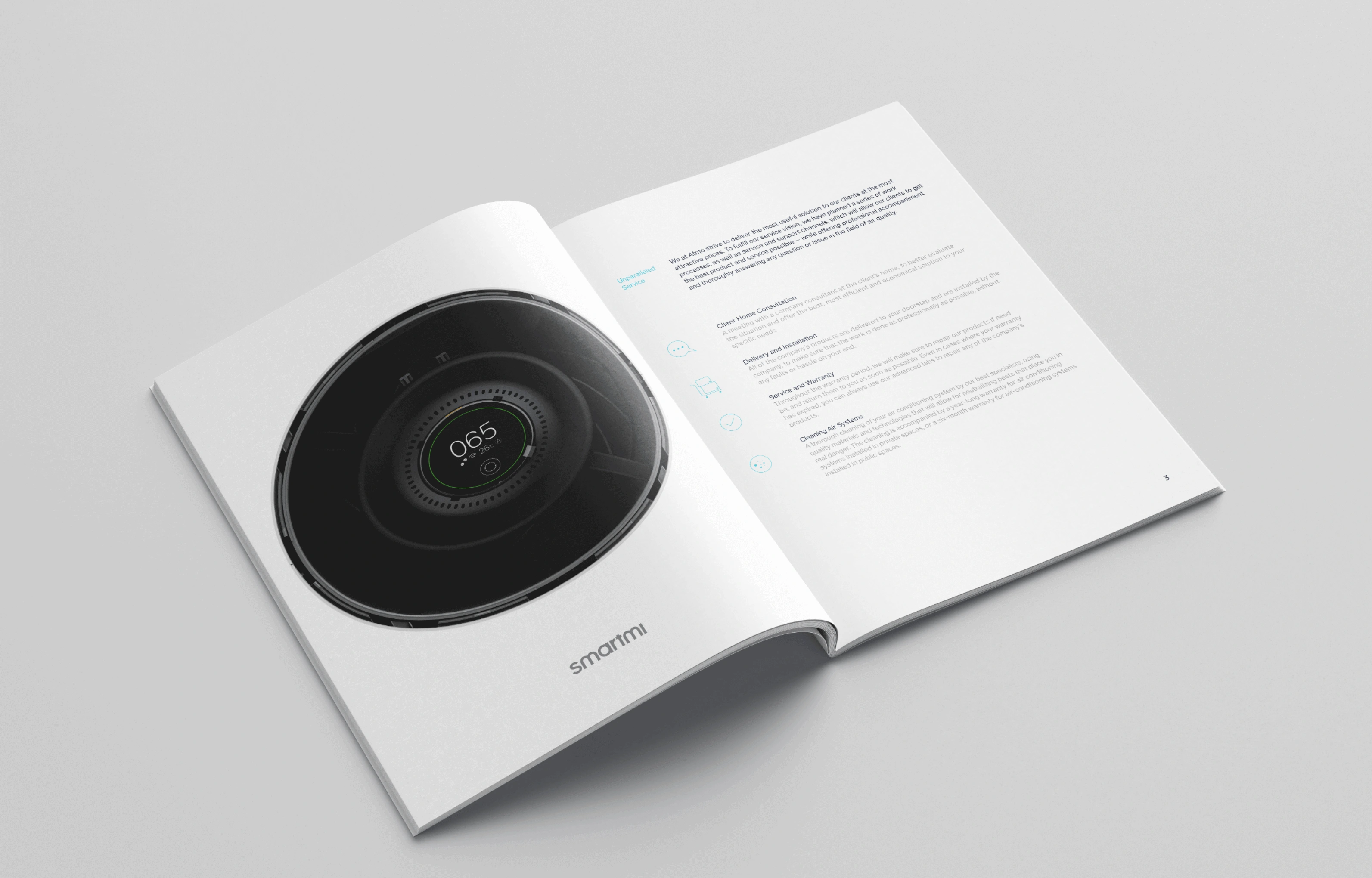 A promotional brochure of the Atmo company.